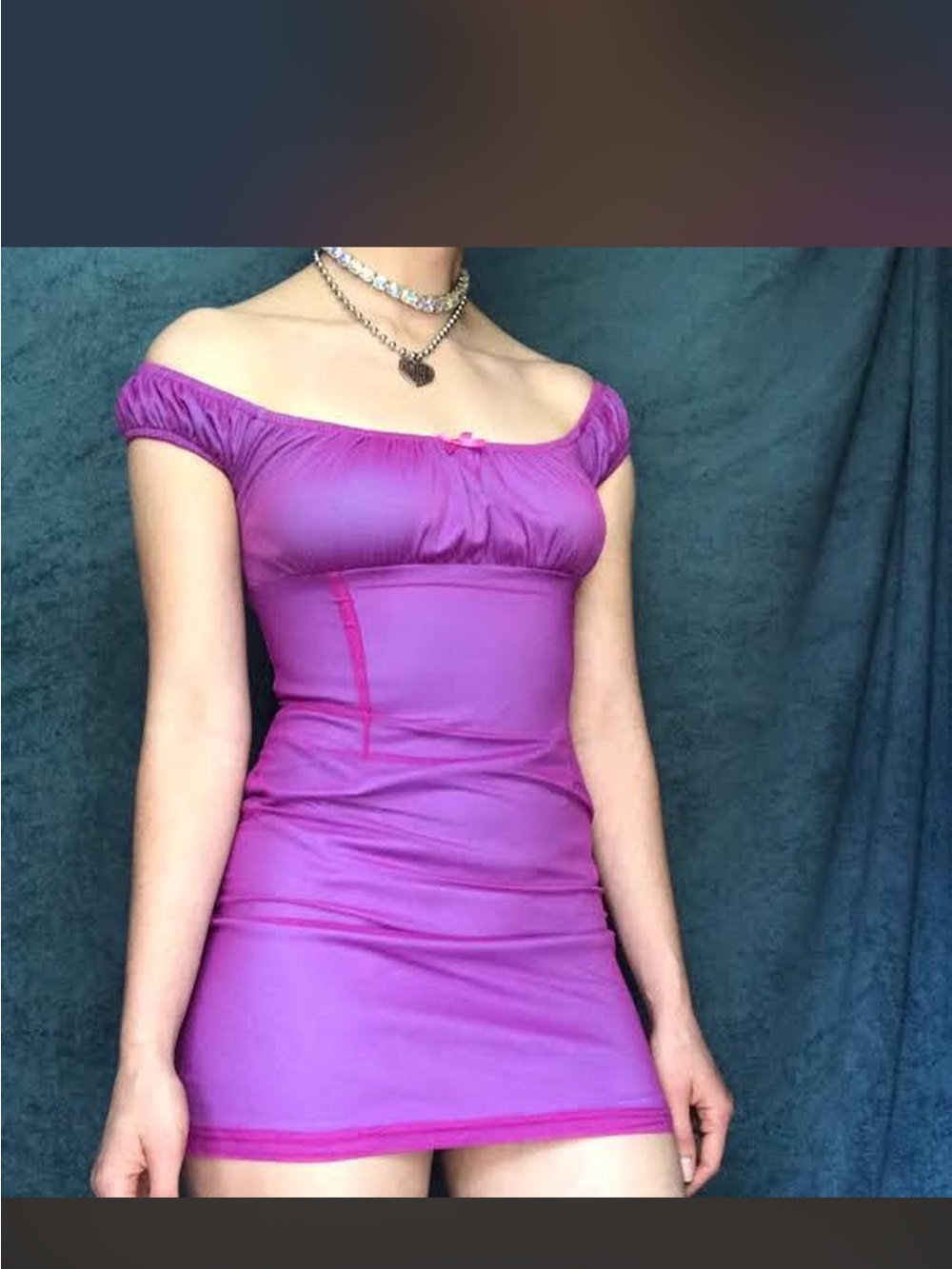 UNIF Magenta Off-Shoulder Bodycon Mini Dress